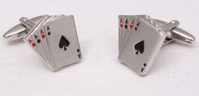 Deluxe cuff link set in gift box- "aces" design