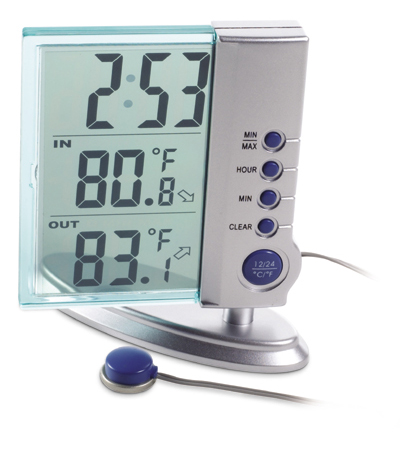 Crystal Inside Outside weather station clock with batteries