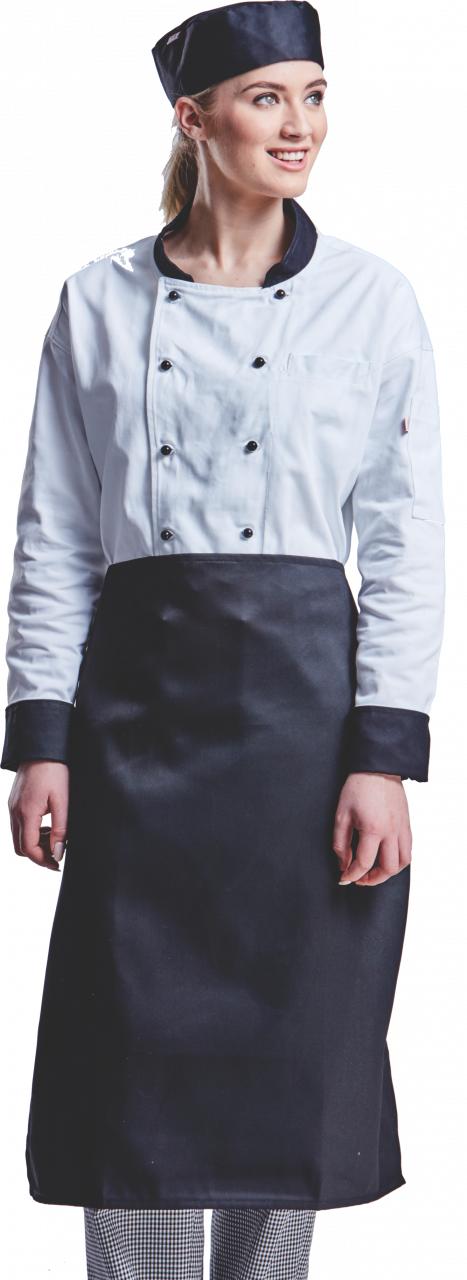 Chef Apron Poly Cotton Chef Half. Avail in Black or White