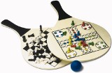 Bat and ball set with chess and ludo games, supplied in a black