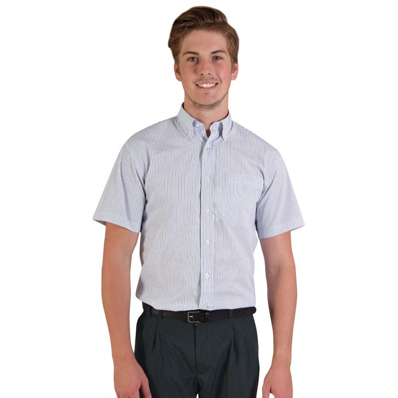 Cameron Shirt Short Sleeve - Stripe 8 - Avail in: White/sky/roya