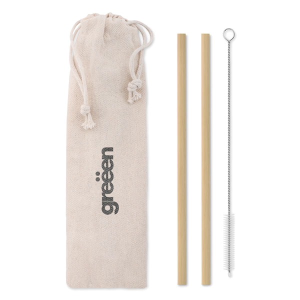 Set of two reuseable bamboo straws