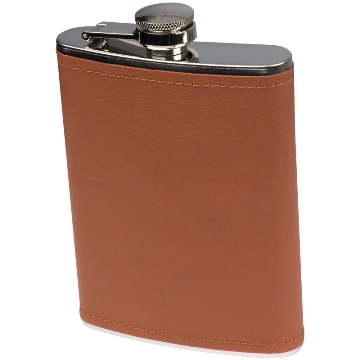 200ml Hip flask with brown leatherette finish