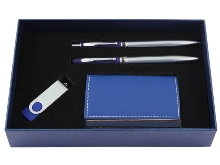 Executive Set with USB, Card Holder & Pen Set - Blue