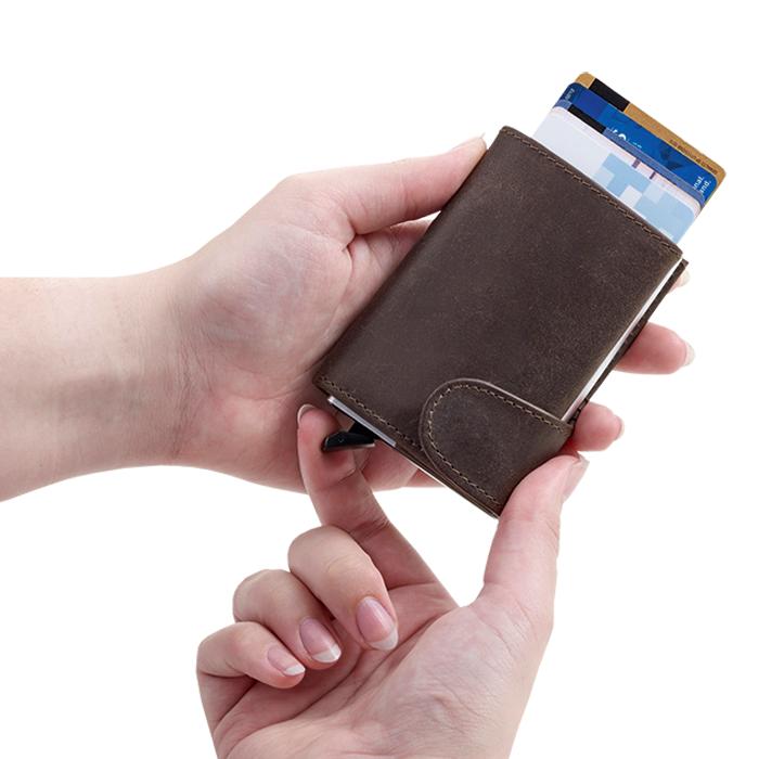 Leather RFID Pop Up Wallet - Avail in: Black or Brown