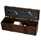 Treasure Chest. Wooden 4 piece wine set for singe bottle of wi