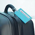 Aluminium luggage tag with silicone band to travel light,