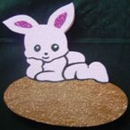 Pink bunny on egg - 20cm