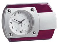 Wood Trim Table Alarm Clock-Silver