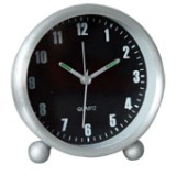 Aluminium Black Face Table Alarm Clock W/Luminous Hands