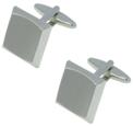 Brushed Silver Cufflinks In Presentation Box Square Wave