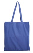 Combed cotton shopping bag with shoulder strap-Dark blue