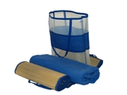 Blue terry beach towel + blue trim mat in pvc carry bag