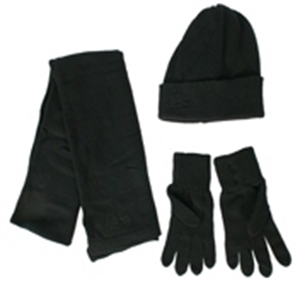 Black Knit Hat,Gloves And Scarf Set For Adults