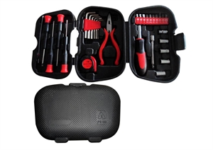 31Pc Multi-Purpose Red And Black Tool Set In Plastic Case With C