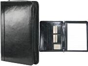 A4 Adpel Italian leather Zipper Conference Folder. Blk; Brn