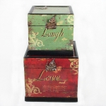 2Pc Square Wooden Boxes