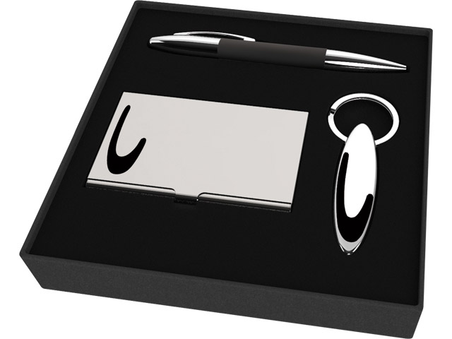 Office Gift set consisting of a card holder, metal pen and key h