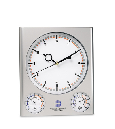 Square wall clock with weather station