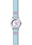 Clever Kids Girls L.Blue Str Pink B/Fly Wrist Watch