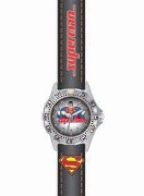 Licenced Kiddies Superman Black Silver Bezel Wrist Watch