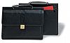 Imitation leaher document case with lock and zip pocket