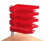 Swivel Letter Trays, 4 Tier Unit with Clamp Fix - Burgandy