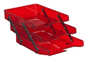 Letter Trays, Three Tier Cantilever - Burgandy