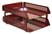 Perforated Steel Letter Tray, 2 Tier - Burgandy