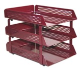 Perforated Steel Letter Tray, 3 Tier - Burgandy