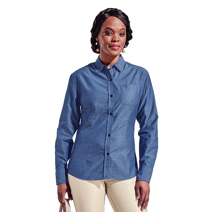 Barron Ladies Chester Long Sleeve Blouse - Avail in: Black or Na