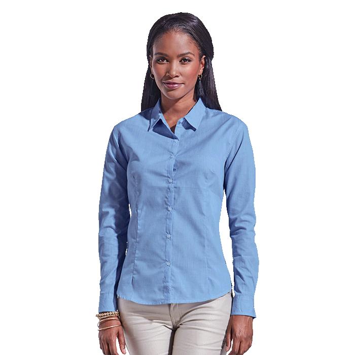 Barron Ladies Clifton Check Blouse Long Sleeve - Avail in: Grey