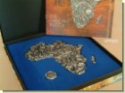Puzzle Of Africa - 36 Pieces. Pewter - wooden box - African Them