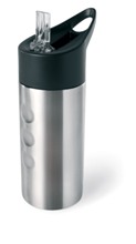 Single wall stainless steel drinking bottle with foldable transp