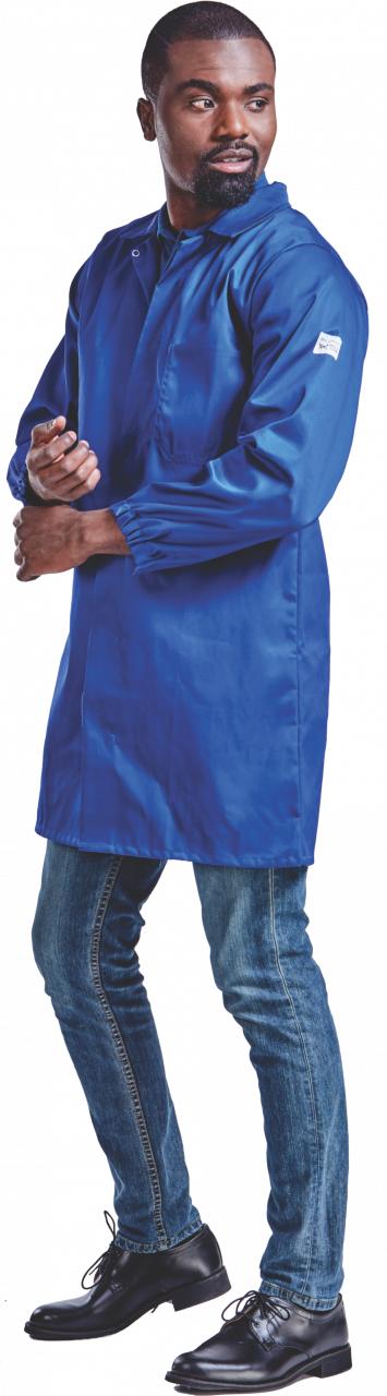 Dust Coat Poly Cotton HACCP Compliant Royal Blue or White. Sizes