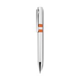Plastic automatic ball pen with satin silver finish - blue ink r