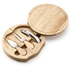 Cheese set consisting of one cheese knife and fork with wooden h
