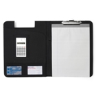 Bonded leather folder with an eight digit calculator and three i