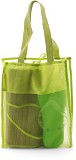 Straw beach bag with EVA flip-flops size six and a beach mat att