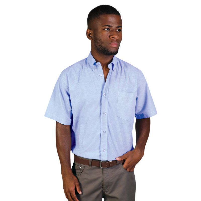 Mens Short Sleeve Woven Chambray Shirt   - Avail in:  Denim, Sto