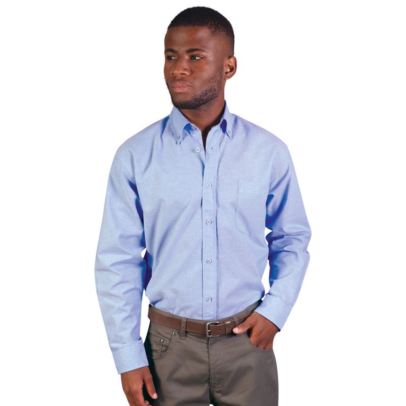 Mens Long Sleeve Woven Chambray Shirt   - Avail in:  Denim, Ston