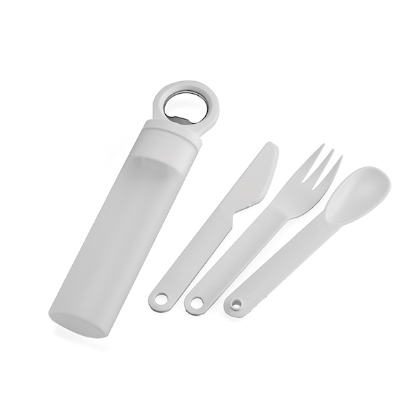 Bottle Opener Cutlery Set - White