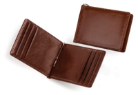 Leather Money Clip & Card Holder - Brown