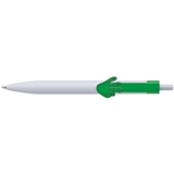 Plastic ball pen with a 2D hand shaped clip - each pen has a dif