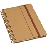 A5 hardcover cardboard notebook with a pen loop and elastic band