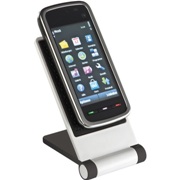 Plastic mobile phone holder with an adhesive surface