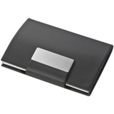 Stylish business PU card holder with magnetic closure.