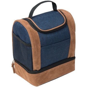 Navy Cooler bag with suede accents