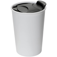 400ml Plastic mug with black lid.