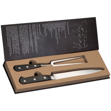 Metal carving set in a box
